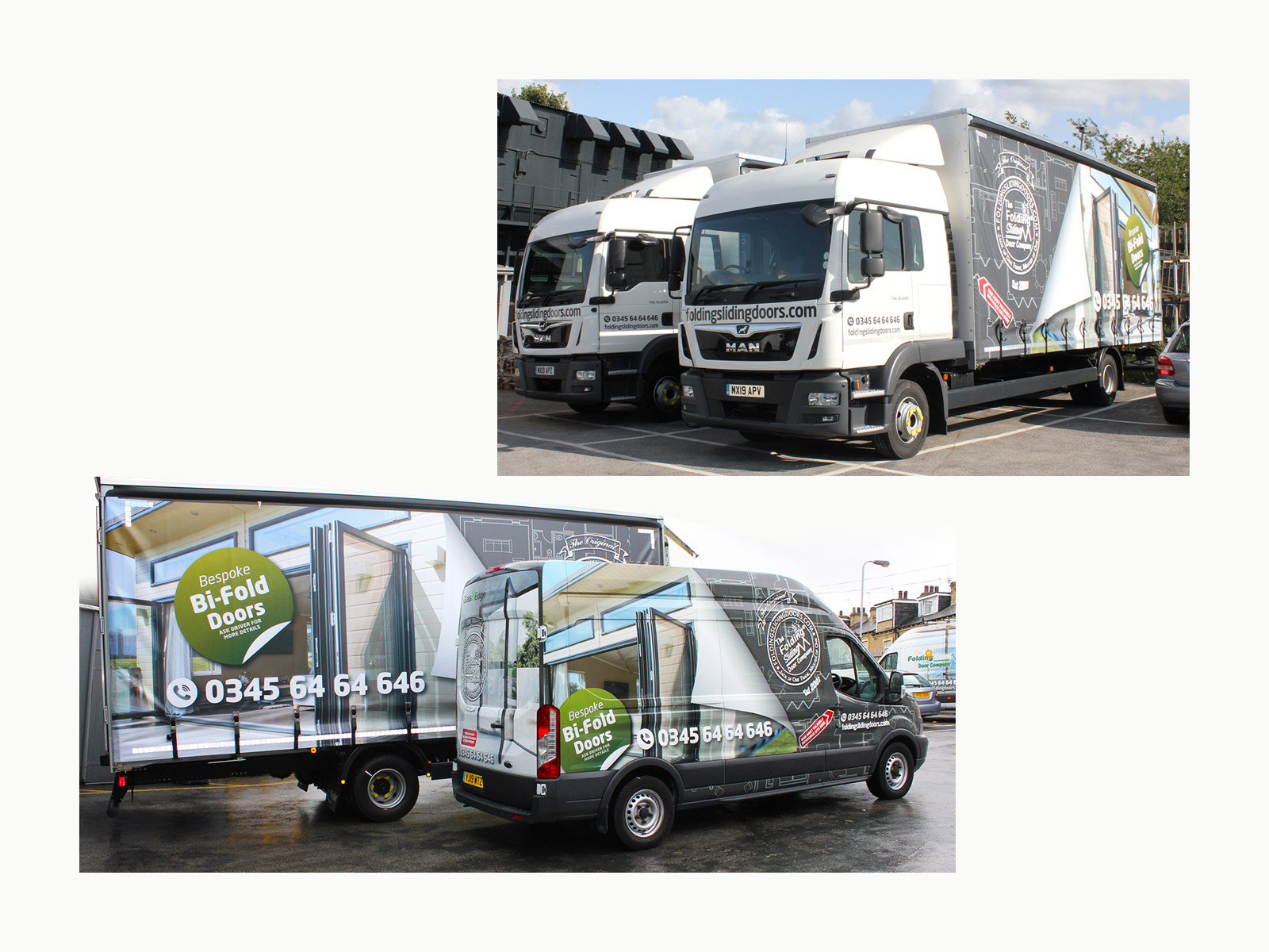 Livery, Bifold Door Specialist LWB Hi-Roof Van and Curtain Side Trucks