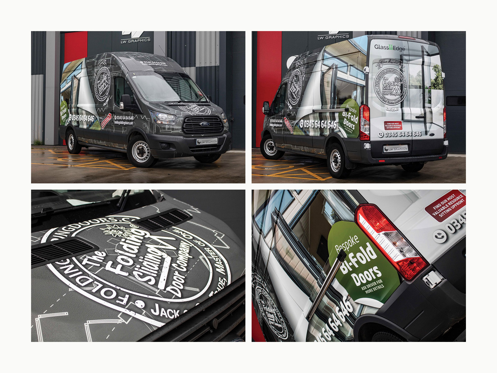 Livery, Bifold Door Specialist LWB Hi-Roof Van full wrap design